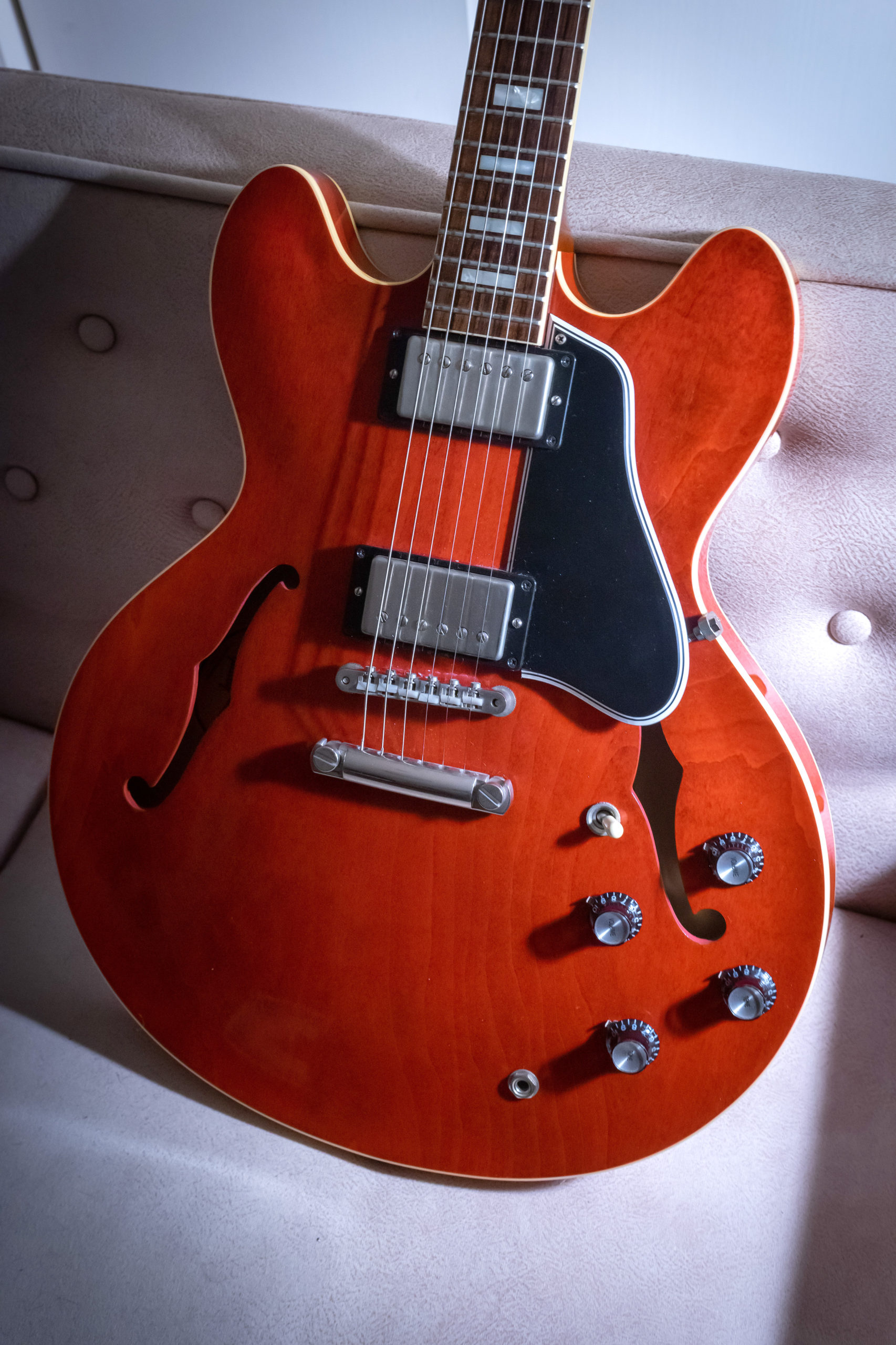 Gibson Memphis 1963 ES-335 TDC Block Neck 2018 Chery Red ナイロンサドル&ナット ブロックインレイ '60s 57Classic MHS ピックアップ