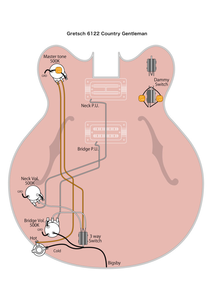Gretsch 6122 1967  ピックアップ交換 パーツの取り付け diagrams wiring　配線図 vintage グレッチ ヴィンテージ '60s