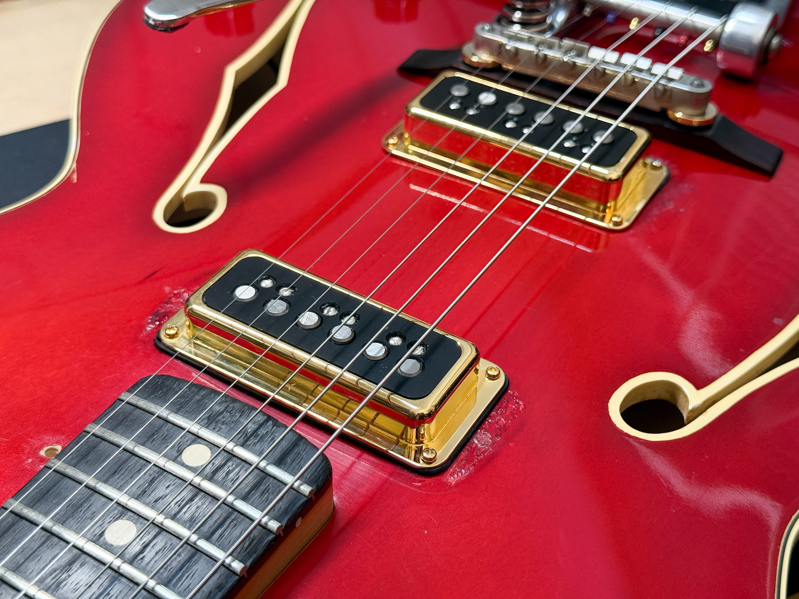 Fender Coronado 1967 Chery Red Candy Apple Red '60s ピックアップの取り付け wiring Gretsch Dynasonic