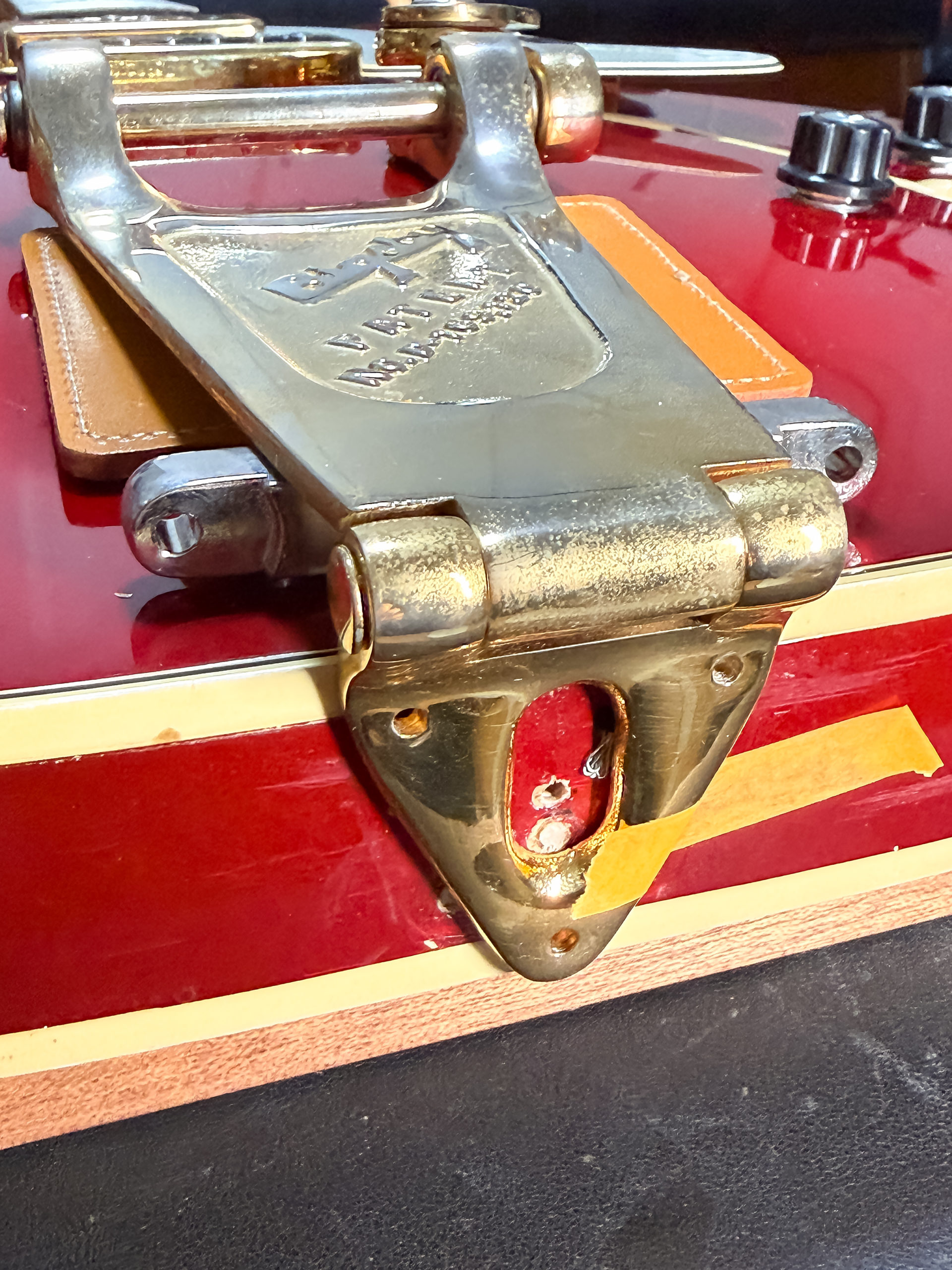 Fender Coronado 1967 Chery Red Candy Apple Red '60s ピックアップの取り付け wiring Gretsch Dynasonic Bigsby B6 nonpainted short hinge